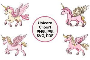 Unicorn Clipart, a Graphic by Milano Creative