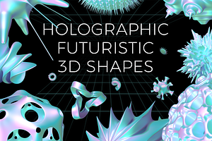 Futuristic holographic 3d shapes