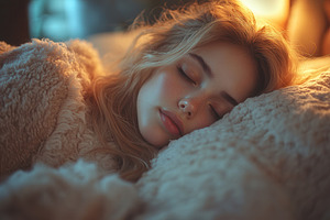 Peaceful young woman resting on a co, a Photo by Tanuart