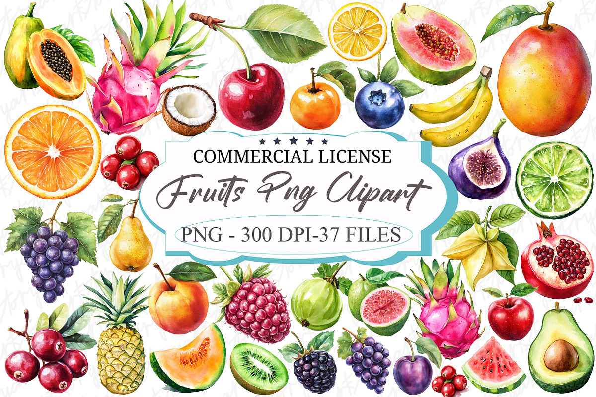 Fruits PNG Clipart Bundle, an Illustration by designcity5 (Photo 1 of 5)
