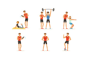 Personal Gym Coach Helping People, a Sport Illustration by TopVectors