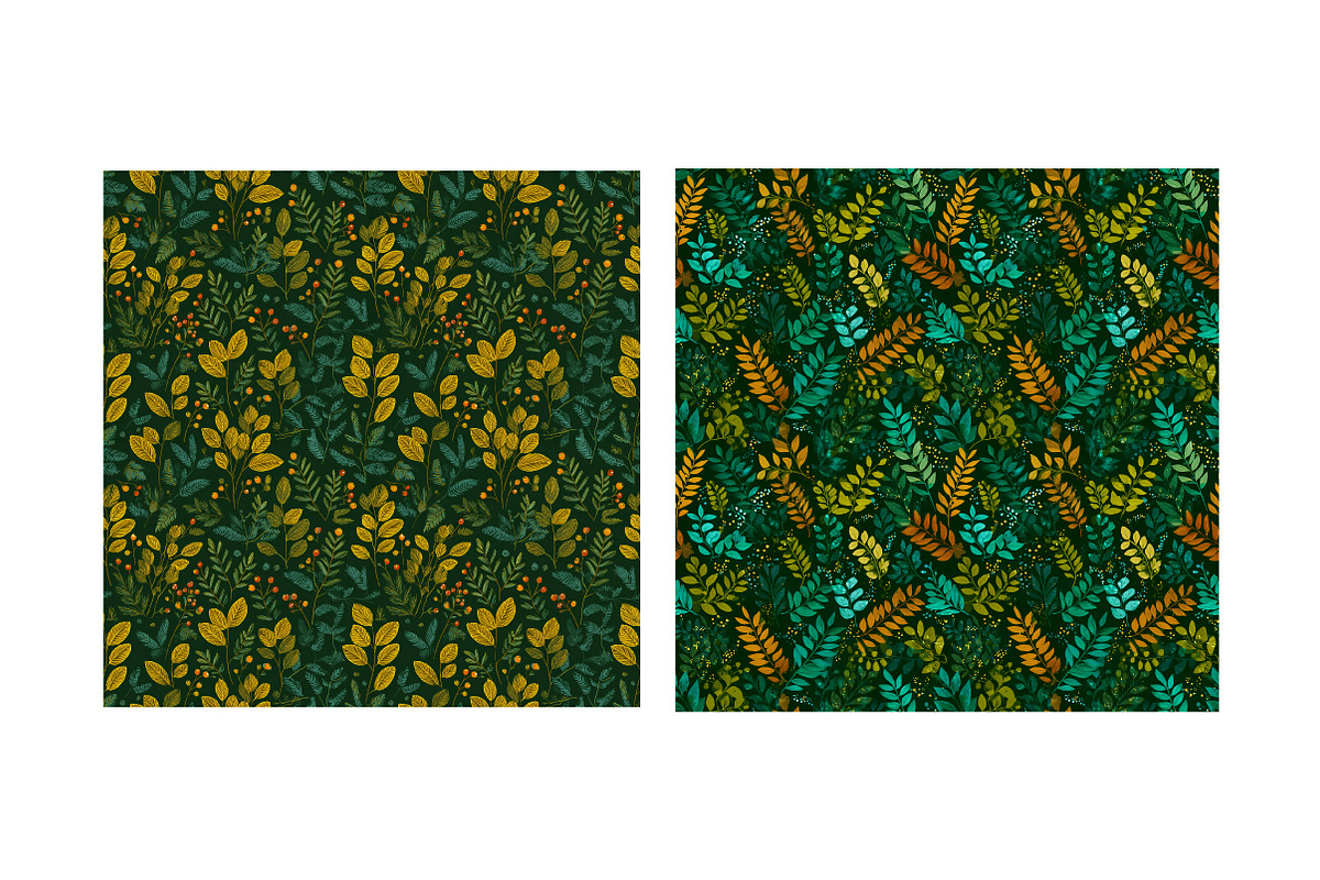 Green Autumn Seamless Digital paper, a Pattern Graphic by Designking (Photo 4 of 4)