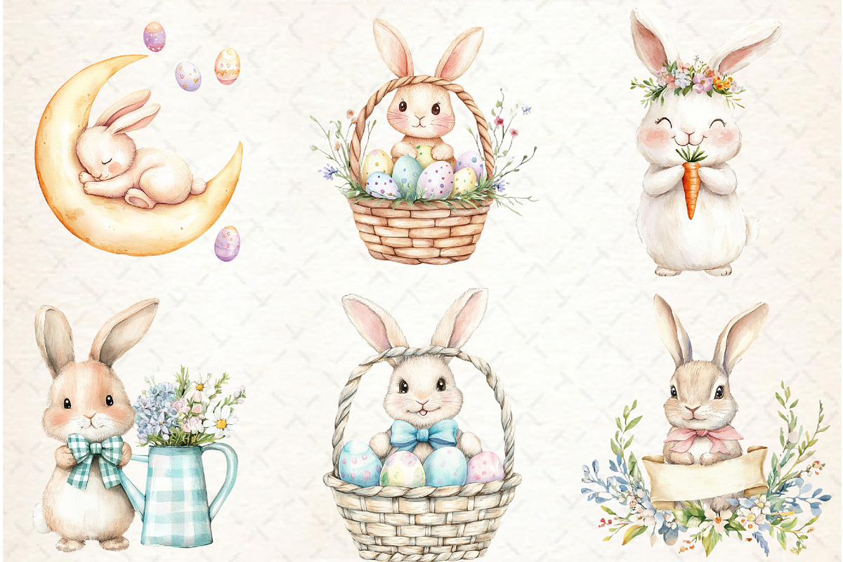 Cute Easter Bunny Sublimation, an Illustration by Watercolor design (Photo 3 of 4)
