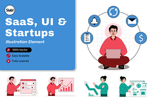 SaaS, UI & Startup Illustration Set, a Finance Illustration by SLAB! Design