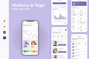 Wellness & Yoga Mobile App UI Kit, an UI Kit Template by uicube