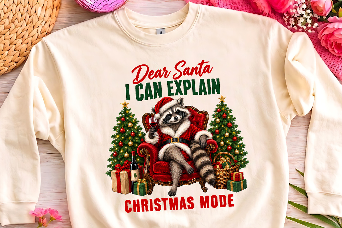 Dear Santa I Can Explain Raccoon PNG, a Seasonal Illustration by CrexoraLab (Photo 3 of 4)