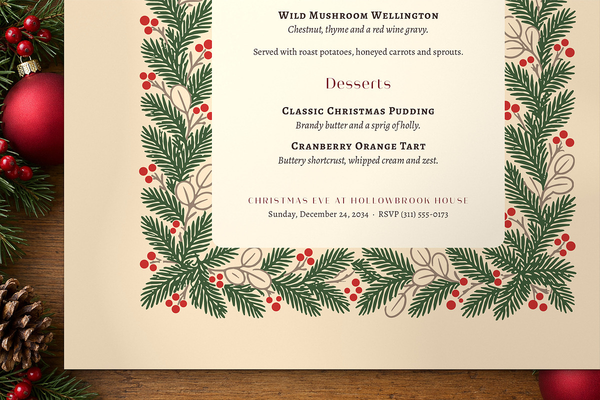 Rustic Pine Christmas Menu Template, a Flyer Template by BrandPacks (Photo 5 of 6)