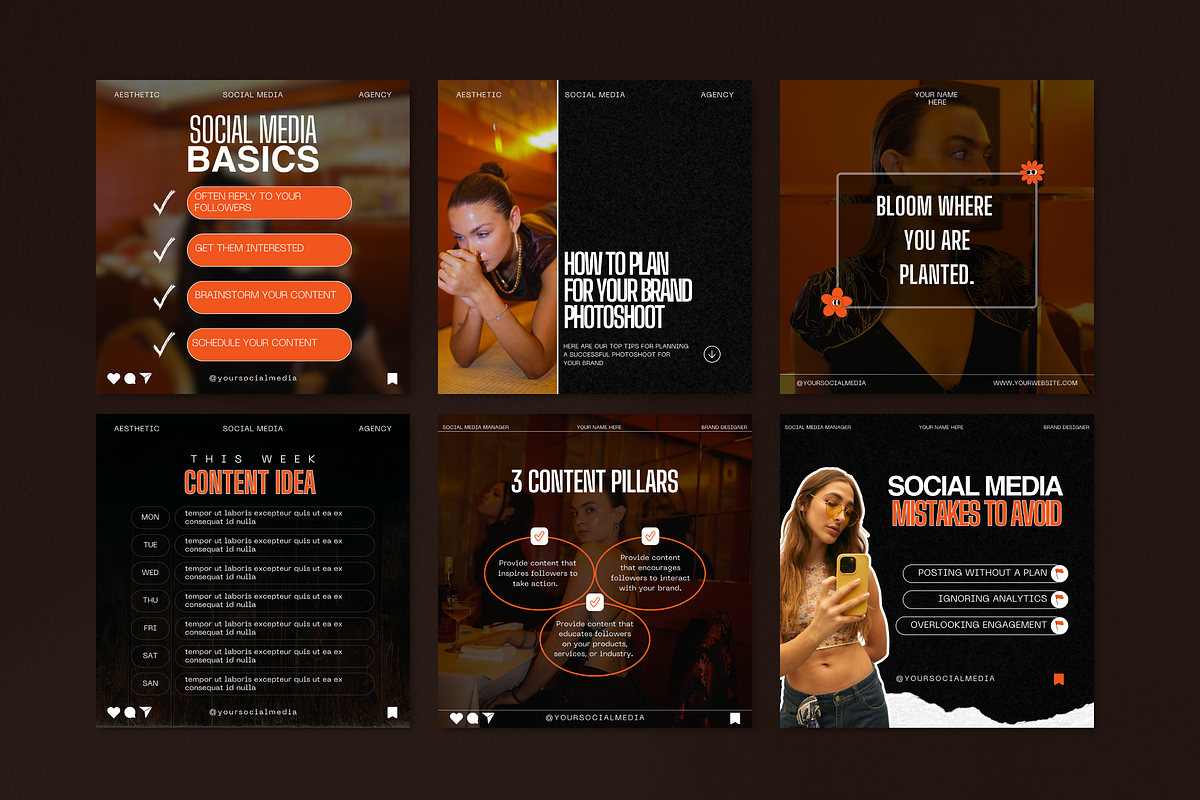 Black & Orange Social Media Template, a Social Media Template by My Template Studio (Photo 3 of 19)