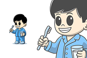 Boy and Girl Holding Toothbrush, a Healthcare Illustration by garistipis (Thumbnail 2 of 3)