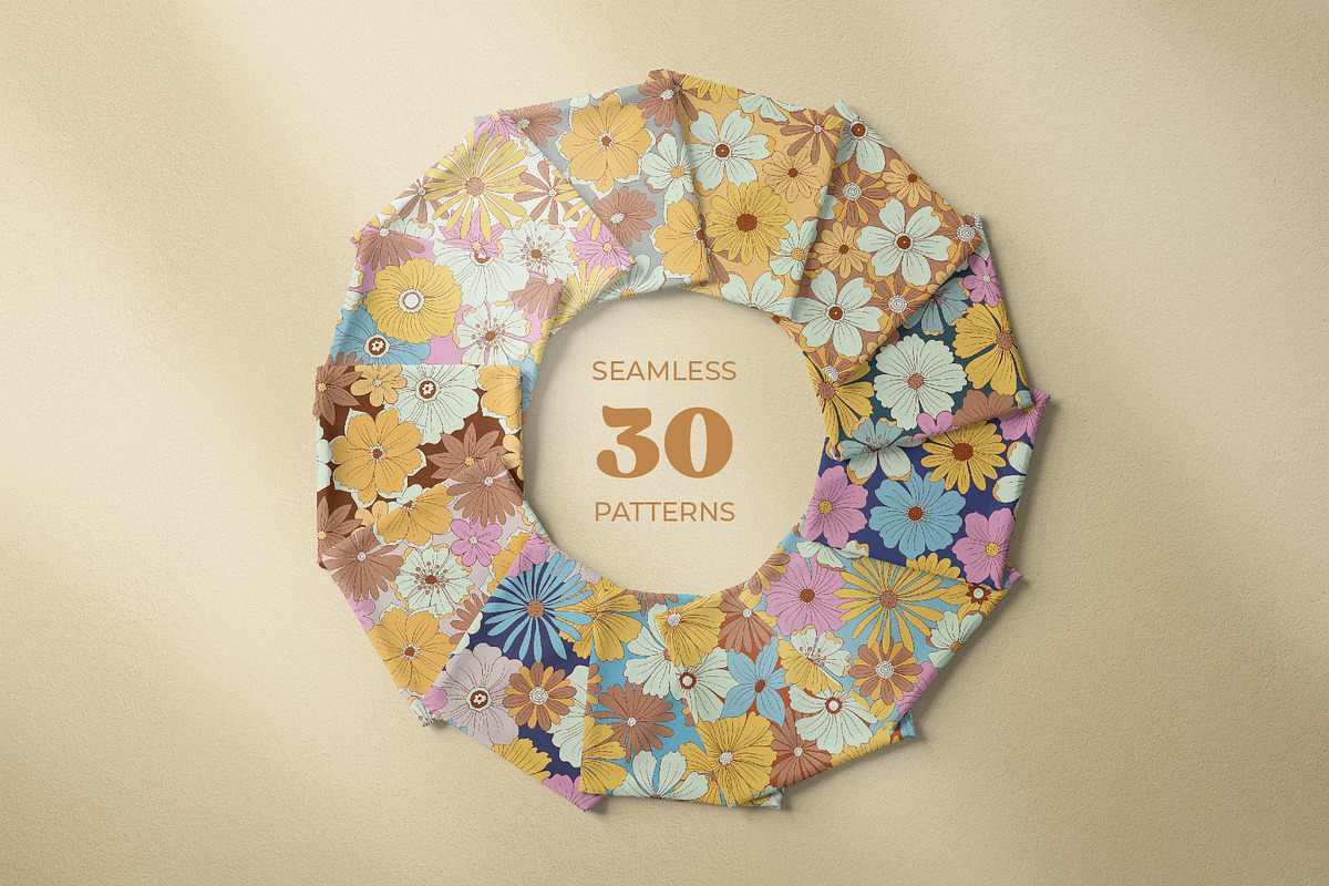 Wild Retro Floral Seamless Patterns, a Pattern Graphic by Tiger and Flower (Photo 6 of 20)