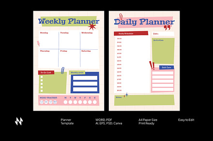 Daily & Weekly Planner, a Stationery Template by Neermana