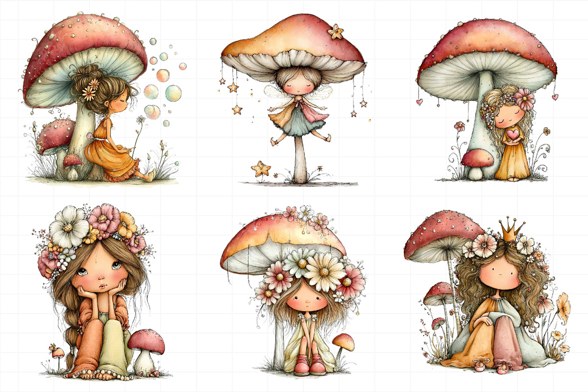 Quirky Mushroom And Fairy Clip Art, an Illustration by Daily.Designs (Photo 6 of 6)