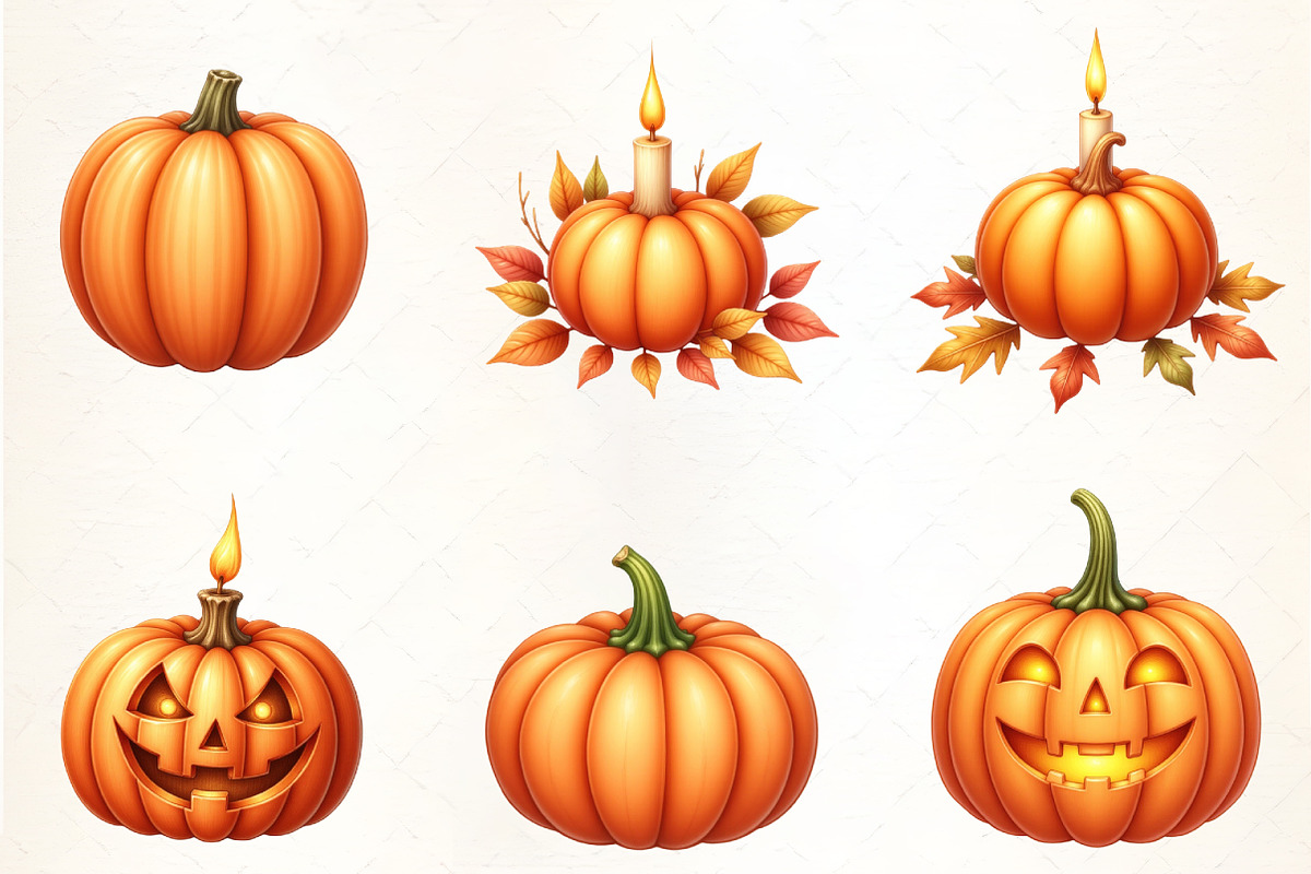 Pumpkin with Candle Clipart, an Illustration by CrexoraLab (Photo 2 of 5)
