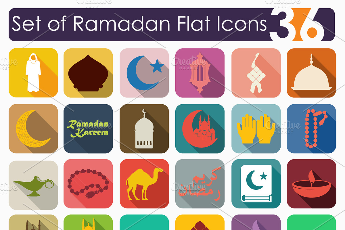 36 RAMADAN flat icons preview 2