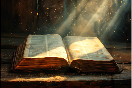 Holy Bible is an open book on which, a School & Education Photo by Ungvar Studio