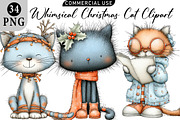 Whimsical Christmas Cat Clipart, an Illustration by Daily.Designs (Thumbnail 1 of 5)
