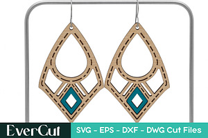 Boho Diamond Drop Earrings, a Graphic by EverCut Designs