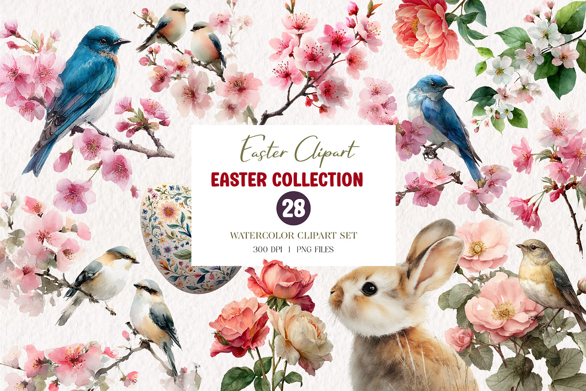 Watercolor Easter Clipart, an Illustration by CreationArt (Photo 1 of 10)