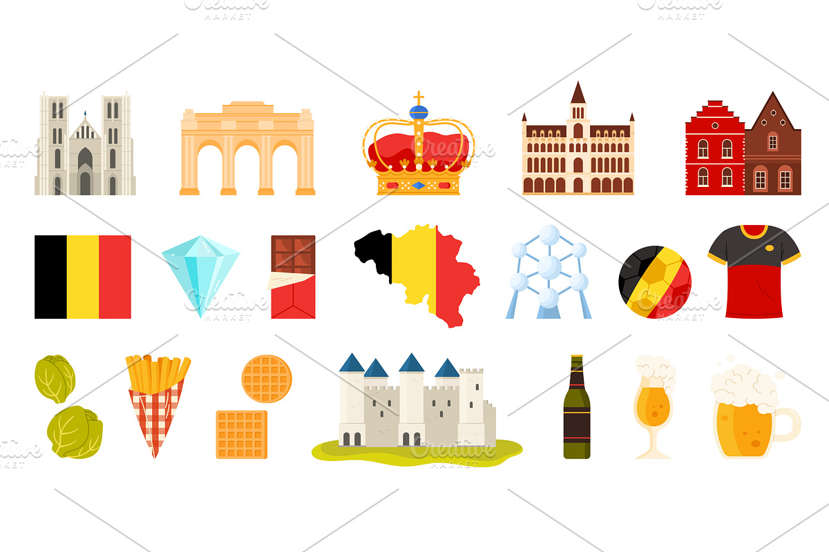 Travel to Belgium, Belgian culture, an Object Illustration by Flashvector