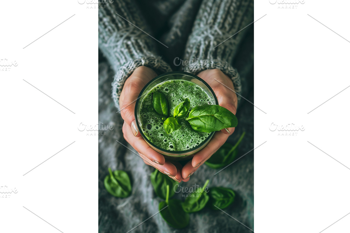 Smoothie with green vegetables and, a Food Illustration by yanadjana