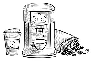 Coffee Machine And Plastic Cup With