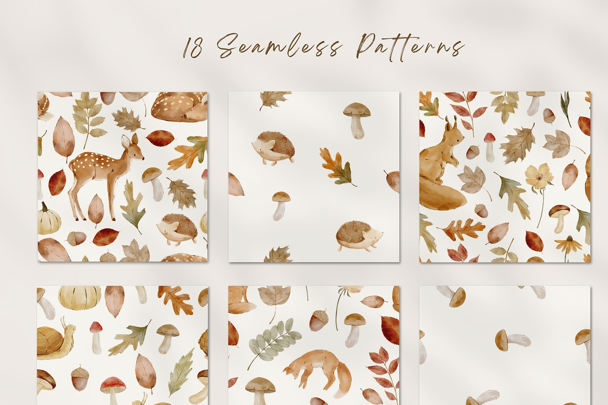Woodland Watercolor Autumn Set, an Animal Illustration by Jenteva Art (Photo 13 of 15)