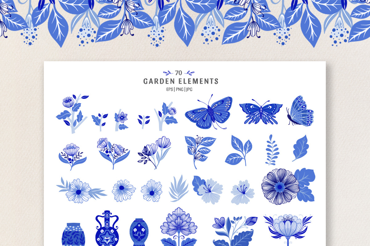 Blue Garden floral collection, an Object Graphic by DariSmartArt (Photo 6 of 11)