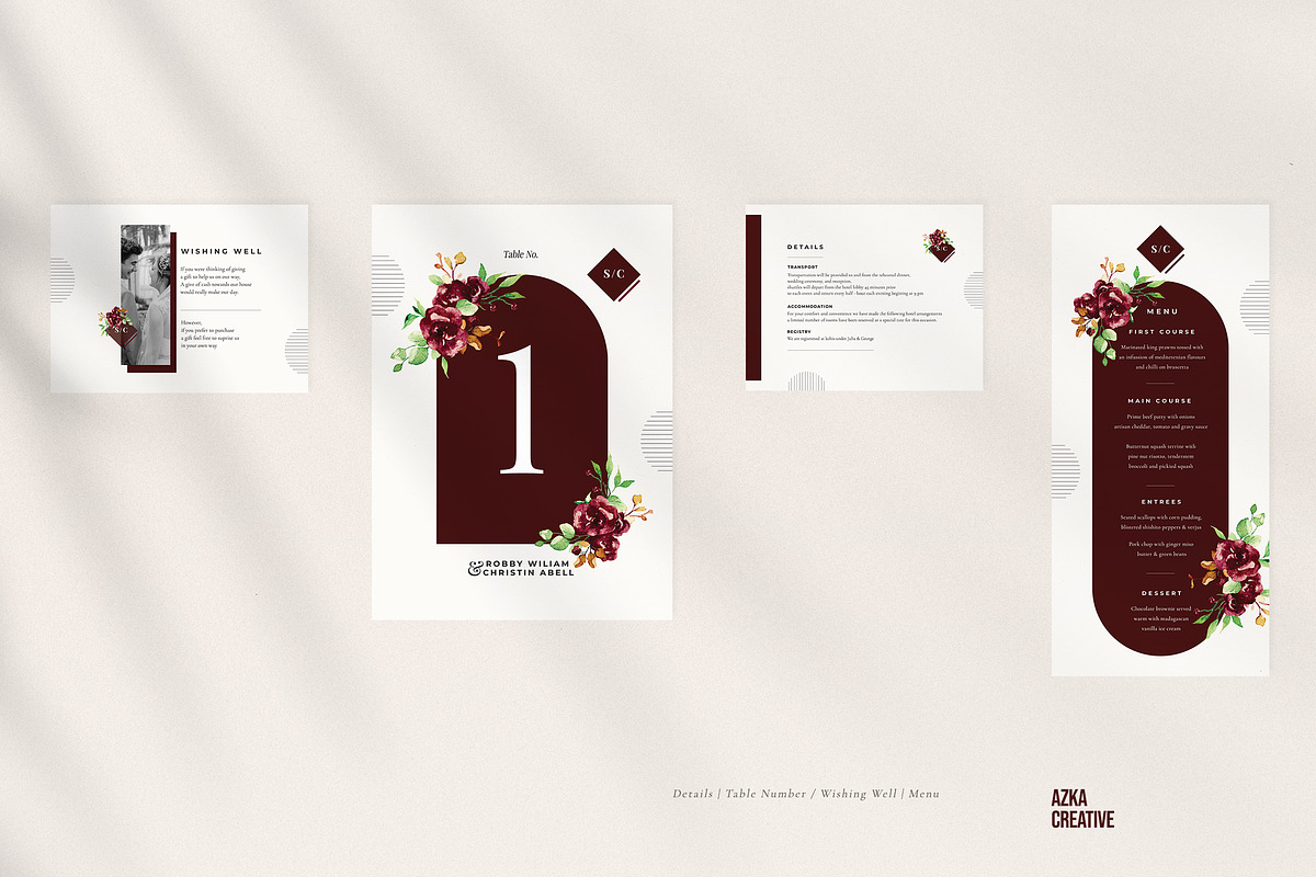 Burgundy - Elegant Wedding Suite, an Invitation Template by Azka Creative (Photo 4 of 7)