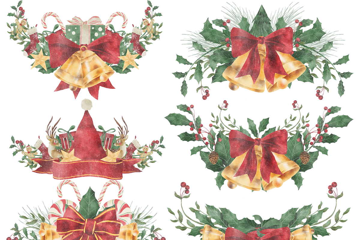 Watercolor Christmas Clipart, a Decorative Illustration by ArtbyHien (Photo 2 of 8)