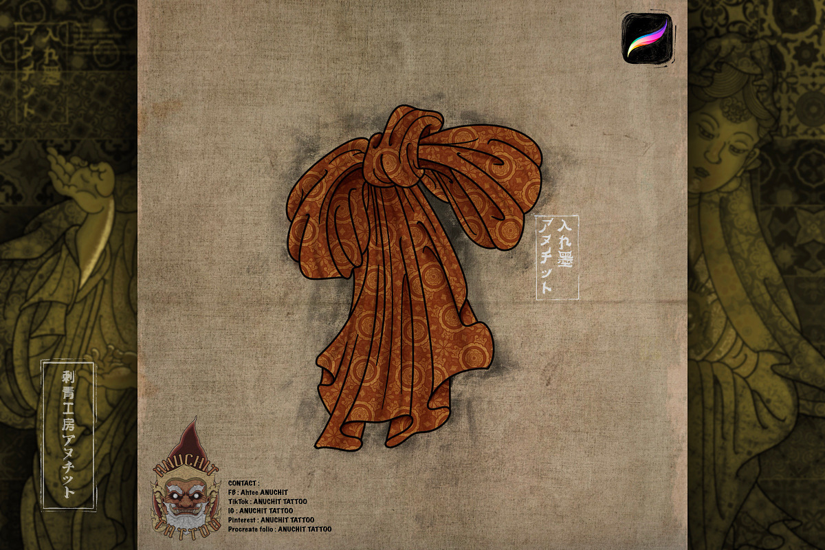 50 Pattern Japanese Procreate  Brush, a Brush Add-On by AnuchitTATTOO (Photo 2 of 5)