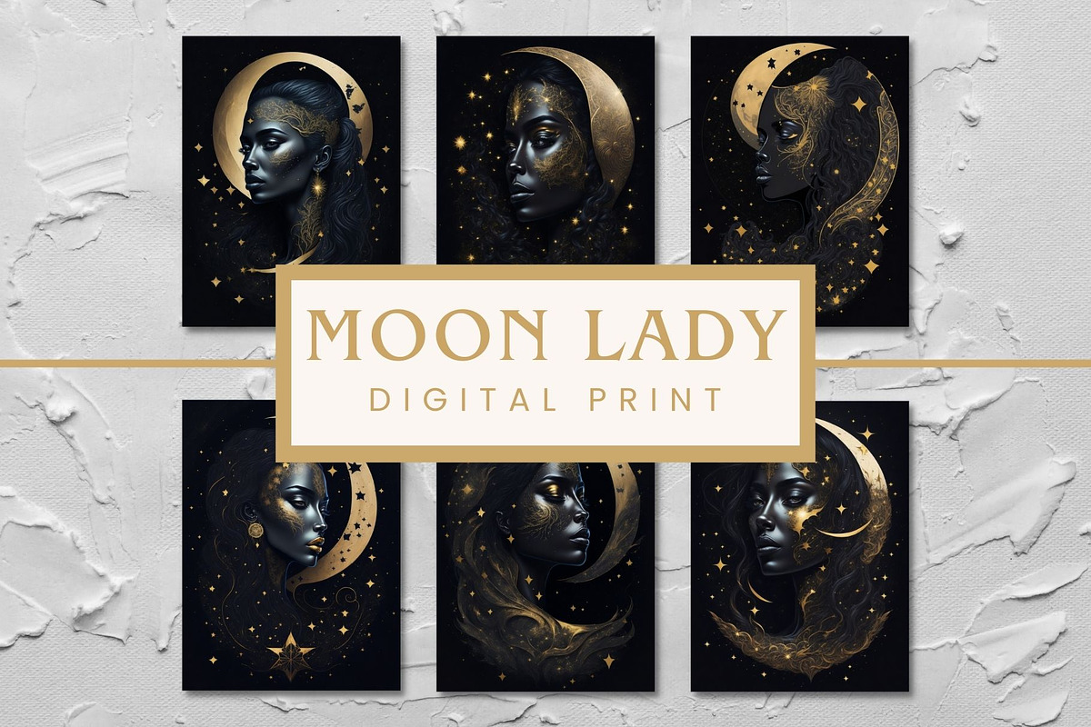 Moon Lady Digital Wall Art Prints, a Person Illustration by Traveling Designer (Photo 1 of 2)