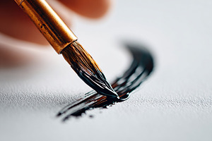 Creative brush stroke application on textured paper for artistic expression and, a Photo by AlyaAnd