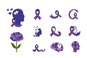 Alzheimer Awareness Illustration Set, a Templates & Theme by studiogstock
