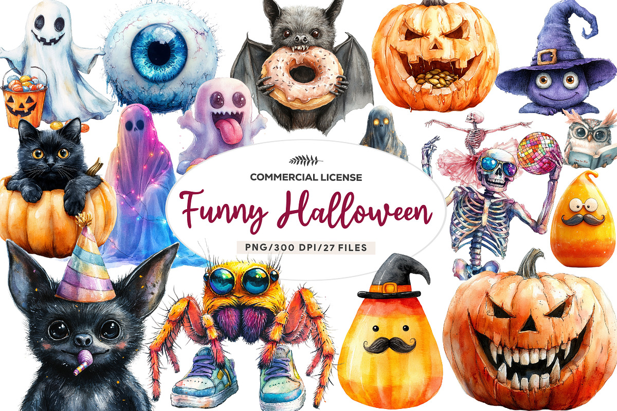 Funny Halloween Clipart, an Illustration by CreationArt (Photo 1 of 9)