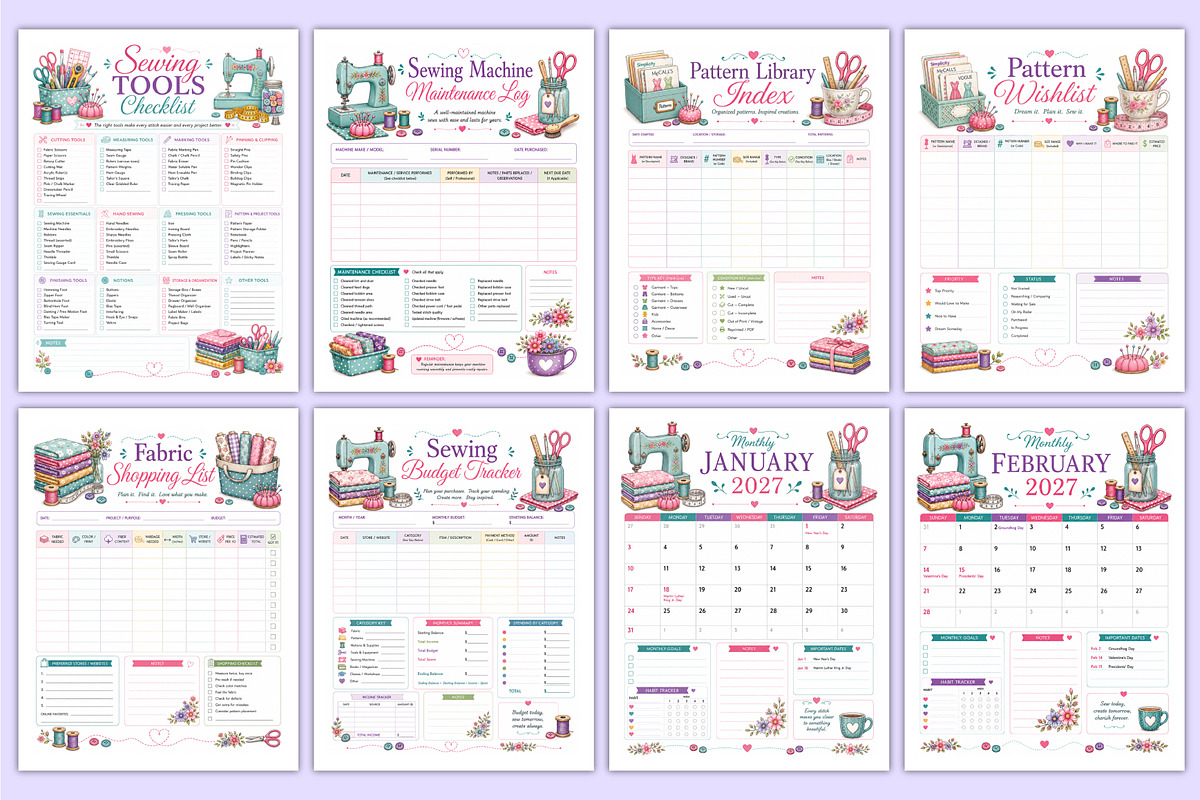 2027 Sewing Project Planner | Crafts, a Stationery Template by Mustafiz (Photo 3 of 4)