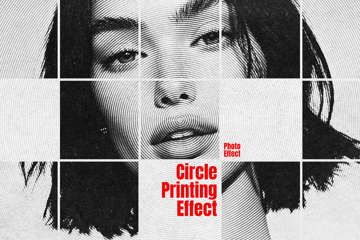 B&W Circle Printing Effect, a Layer Style Add-On by Design Squad