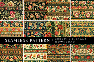 12 Indian Sari Borders Patterns, a Pattern Graphic by Inknfolly