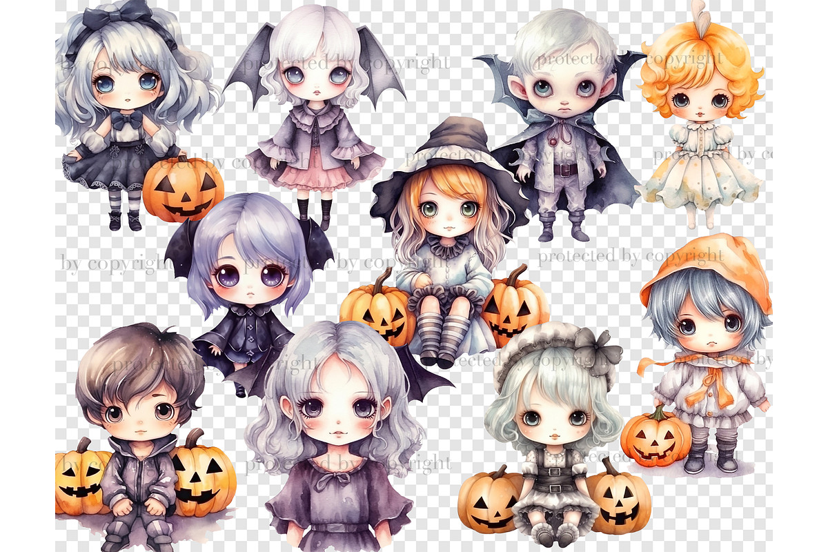 Cute Halloween Clipart PNG | Kawaii, a Person Illustration by GlamArtZhanna (Photo 4 of 5)