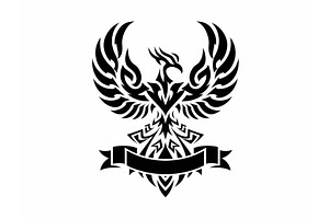 Black tribal phoenix design with, an Illustration by tilialucida