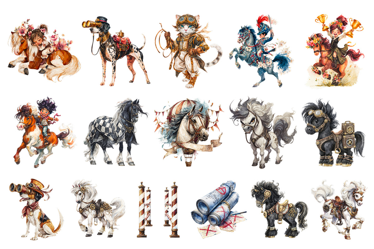 Vintage Hunting Kids Clipart Bundle, an Animal Illustration by InkyQueenArt (Photo 4 of 5)