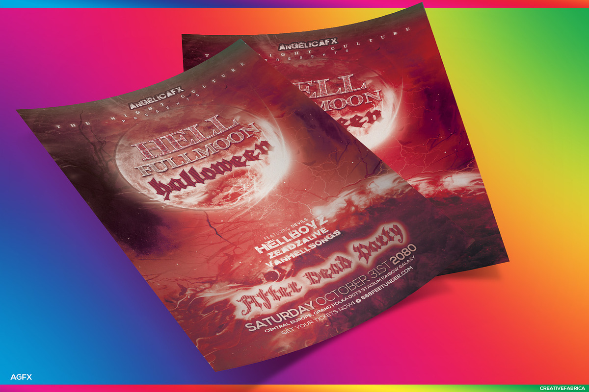 Halloween Hell Full Moon PSD Flyer, a Flyer Template by angelicafx (Photo 2 of 3)