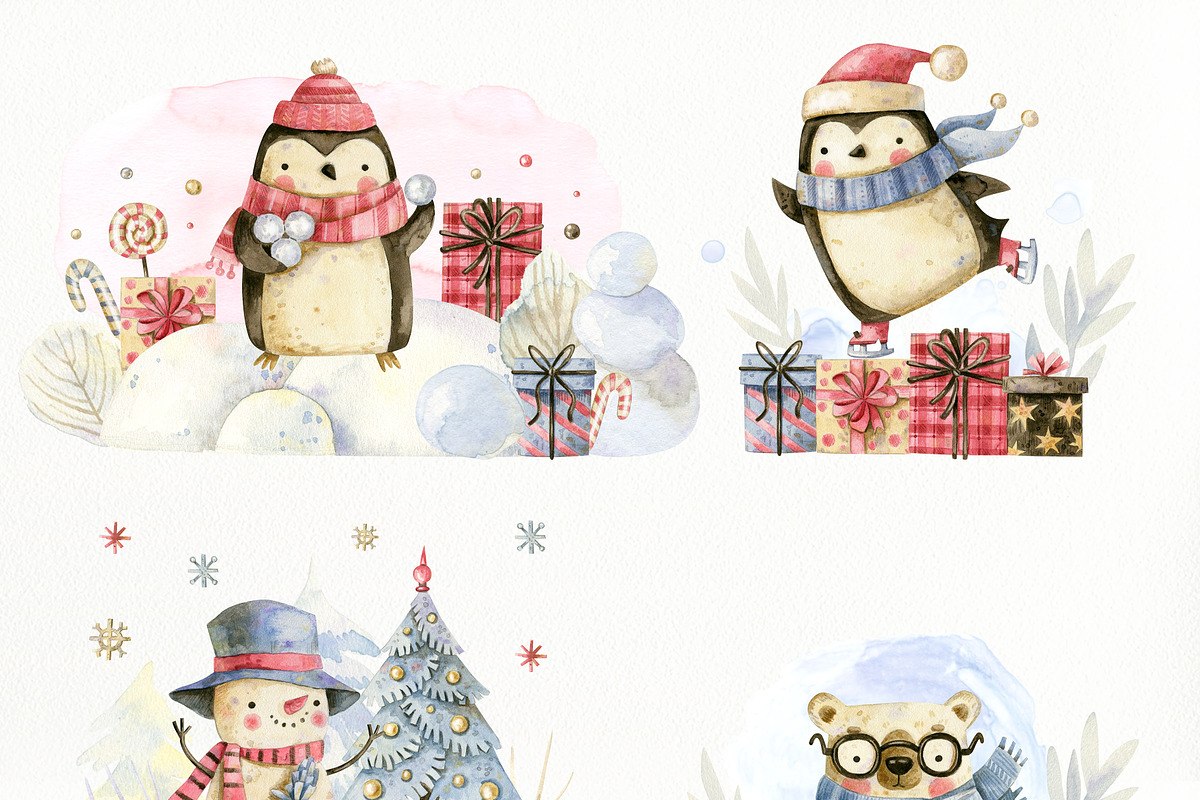 Christmas friends. New Year's set., an Animal Illustration by babenkoirusa (Photo 6 of 15)