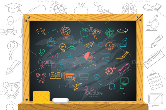 School Chalkboard & Education Icons preview 2