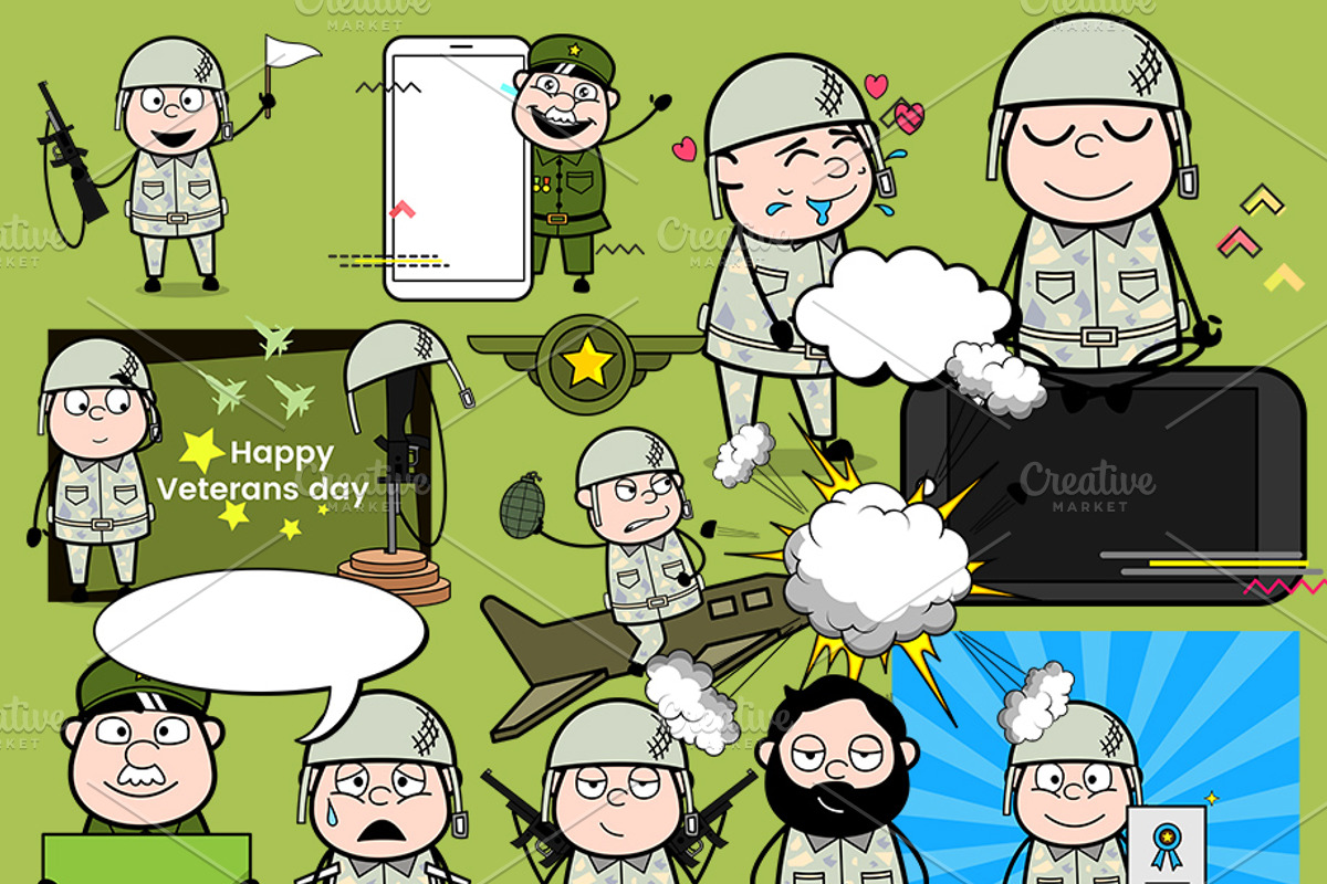 Army Man ~ Cartoon Character Set, a Person Illustration by The Toon Company (Photo 7 of 7)