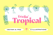 Tropical Leaves & Illustration Pack, a Food Illustration by Galaxybomb (Thumbnail 1 of 4)