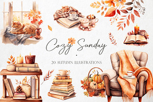 Cozy Sunday Autumn Watercolor