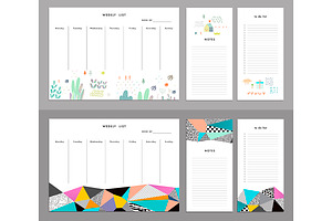 Weekly Planners. EPS & JPEG