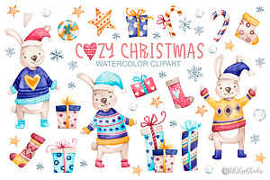 Cozy Christmas watercolor clipart