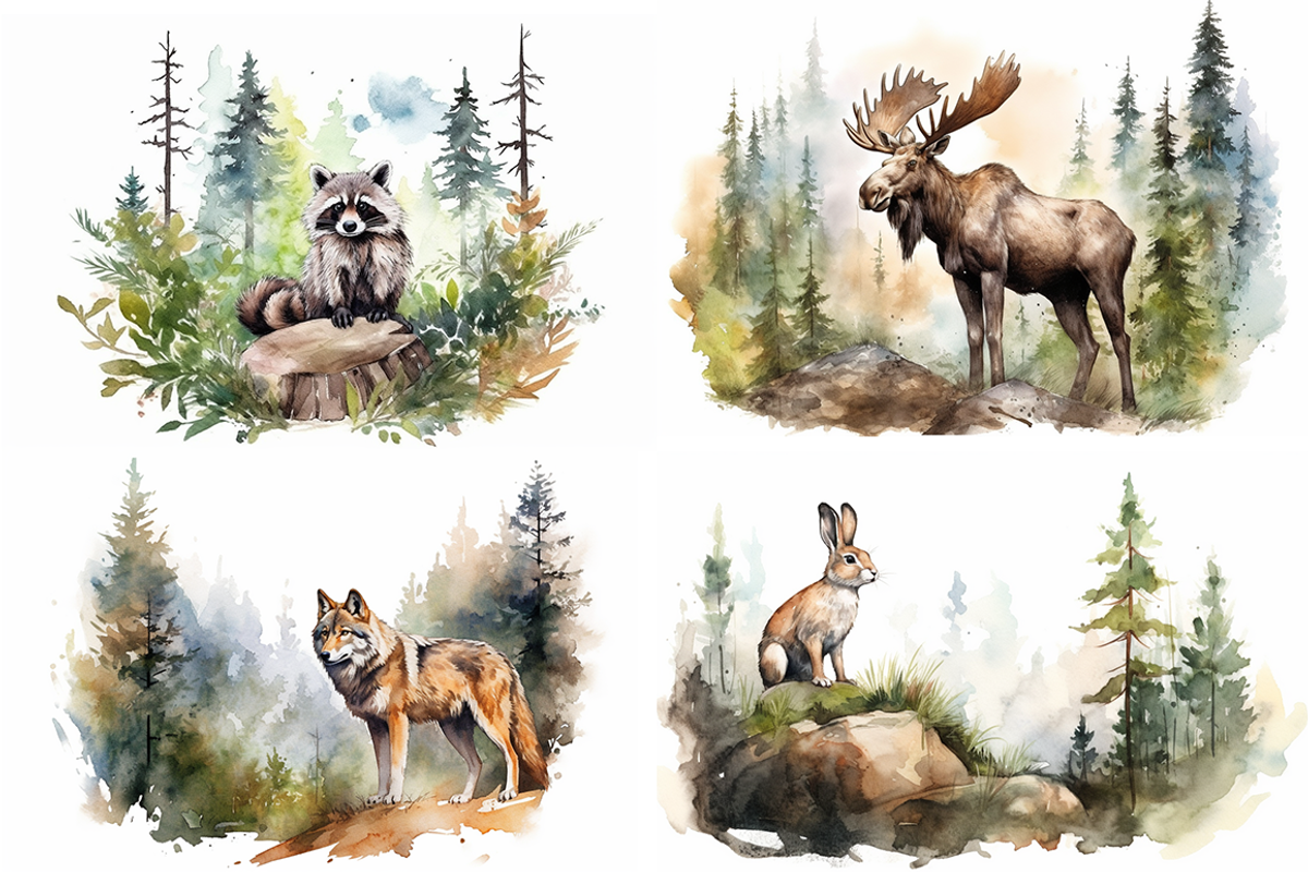 Rustic Watercolor Forest Collection, an Animal Illustration by artsy-fartsy (Photo 4 of 6)