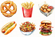 Watercolor Fast Food Clipart, an Illustration by OK Design (Thumbnail 3 of 5)